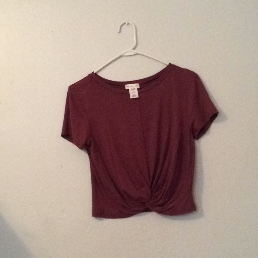 Burgundy notted tee